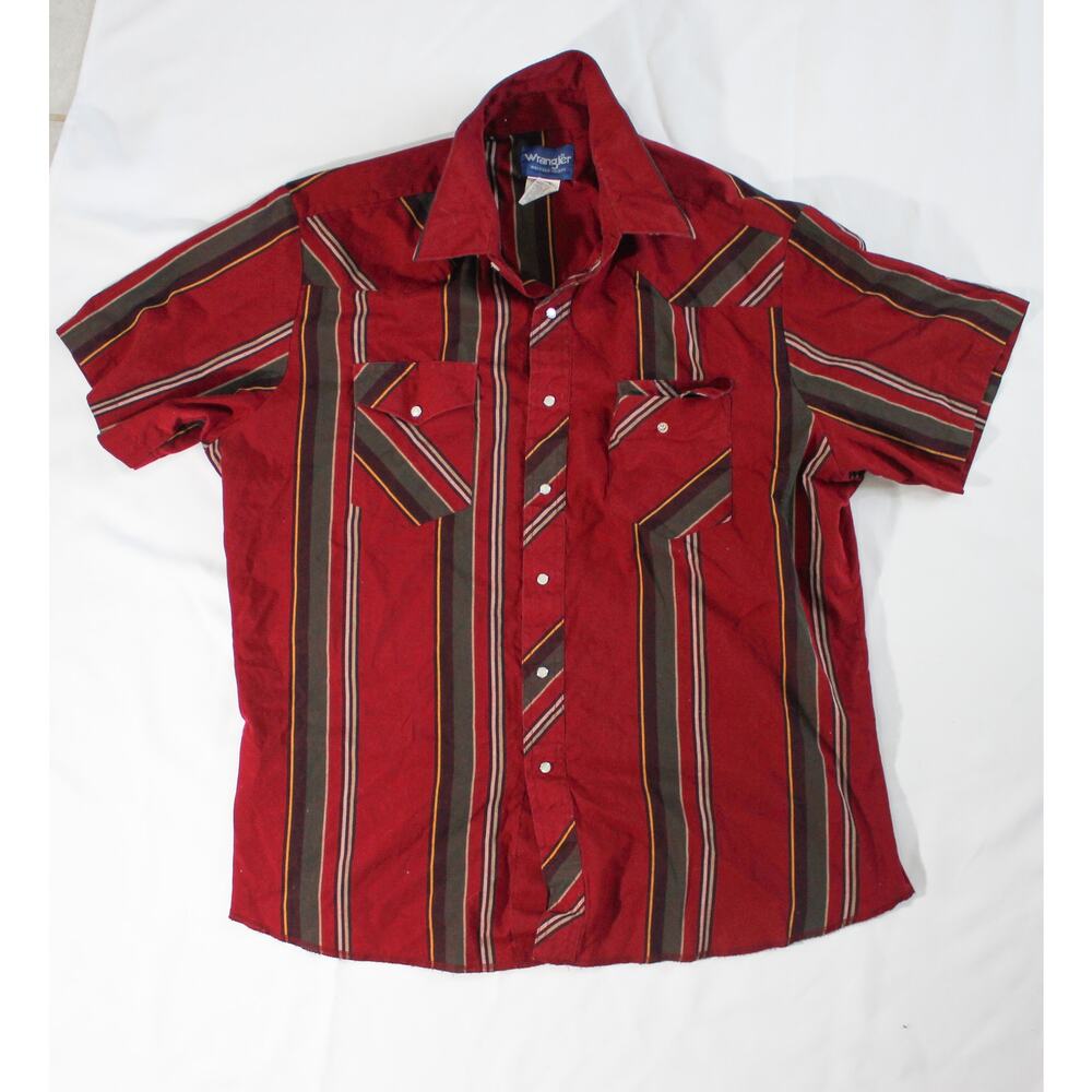 Vintage Wrangler Western Shirt XL Pearl Snap Buttons Striped Cowboy Rodeo Y2K